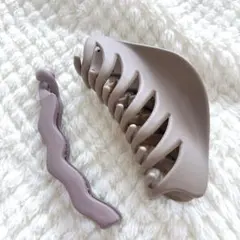 2個セット❣️ ヘアクリップ グレージュ ヘアアクセ バナナクリップ シンプル