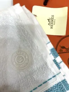 エルメス エルメス ハンドタオル コットン100％ ブロン/ブルーアトール