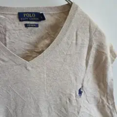 Polo Ralph Lauren ベージュ Vネック ベスト L y18