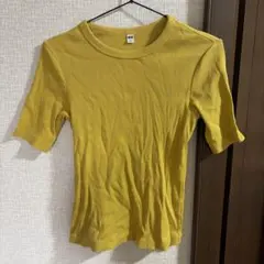 UNIQLO リブ クルーネックTシャツ イエロー