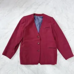 きれいめ フォーマル ノーカラージャケット ボルドー ￼古着MIX レトロ