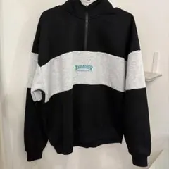 THRASHER ハーフジップ スウェット ブラック グレー