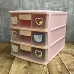 キティ 3段収納ラック サンリオ 棚 収納ケース ピンク キャスター付き