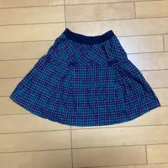 青と緑のチェック柄 フレアスカート 130㎝