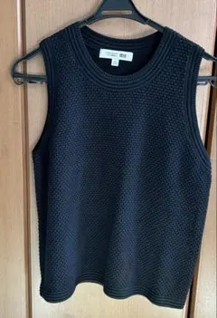 UNIQLO コットンポップコーンショートセーターノースリーブ XL ブラック