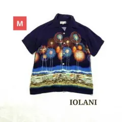 IOLANI イオラニ　花火柄アロハシャツ　和柄　レーヨン　開襟　総柄　Mのサムネイル