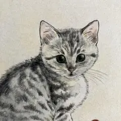 猫　サバトラ　ぬいぐるみ　マトリョーシカ　日本画　絵画　原画のサムネイル