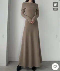 Louere / ルエレ　オフショルフレアニットワンピース