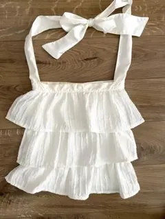 apresjourリボンショルダーフリルバッグ　白 ホワイト