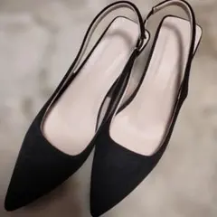 ブラックスエードポインテッドトゥパンプス