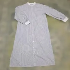 ストライプ柄 ロングシャツワンピース 長袖　GU スリップ付き　M