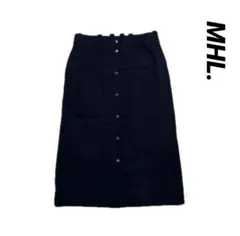 美品✨　MHL. ボタンスカート　ロングスカート　ブラック　L 大きいサイズのサムネイル