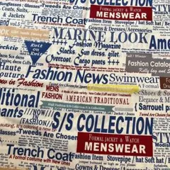 小関鈴子　生地　YUWA　英字　ブルー