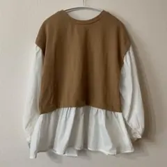 IT'SDEMO レディース 春秋 重ね着風 ふんわりシャツ ベージュF