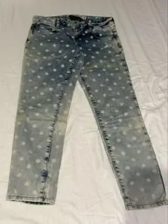 【中古】ZARA 水玉クロップト細めテーパードデニム　サイズ36(M、US4)