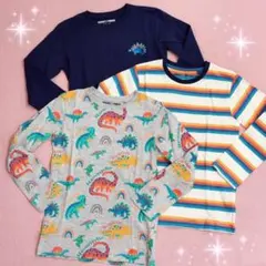 ☆nextネクストKIDS☆恐竜柄＆ボーダー柄☆長袖Tシャツ3枚セット☆6-7y
