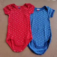 Petit Bateau リボン柄ロンパースセット 12m