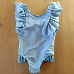 水色フリル付きワンピース水着 100cm