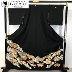 黒留袖 作家物 地紙 花車 花模様 金駒 金彩 K-5505 - メルカリ