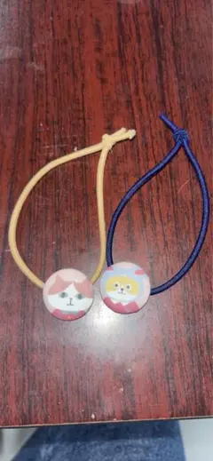 猫イラスト付きヘアゴム2個セット