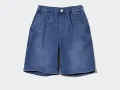 ユニクロ　160 デニム ハーフパンツ ゴム入り 小穴あり