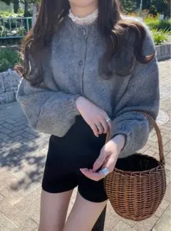 ドロップショルダーモヘヤタッチニットカーディガン GRL