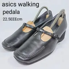 【美品】アシックス　ウォーキング　ペダラ　22.5EEE㌢　ウェッジソール　黒