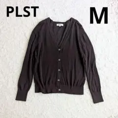 PLSTプラステ／薄手カーディガン 長袖 M チャコール Vネック 長袖
