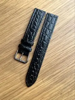 2803#19mm-18mmブラック★本物クロコダイルレザーベルト★スイス製 2803#19mm-18mmブラック☆本物クロコダイルベルト☆スイス製