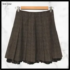 レストローズ　フレアスカート　ミニ丈　ブラウン　チェック　ナチュラルガーリー