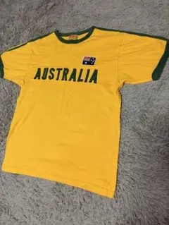 【00s】RooRock オーストラリア刺繍ロゴ Tシャツ 黄 M相当