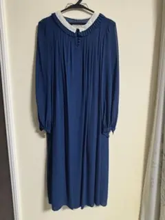 ヴィンテージ　青　ワンピース　ドット