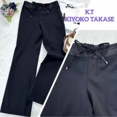 美品☆K.T KIYOKO TAKASE スラックス　ウエストサテン　ブラック