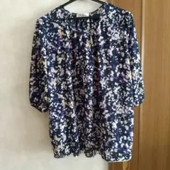 花柄五分袖チュニック M-L