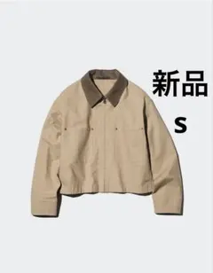 新品タグ付きユニクロUNIQLOジップアップショートジャケットSベージュ