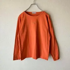 【PUTIELALプチエラル】 長袖ロンT コットン100% 刺繍　オレンジ M