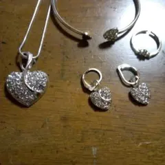 ハート型スワロフスキー付きジュエリーセット