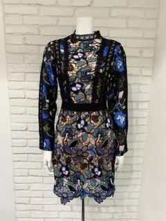 LE△ レースドレス　花柄　刺繍　シースルー　ミニドレス　キャバドレス