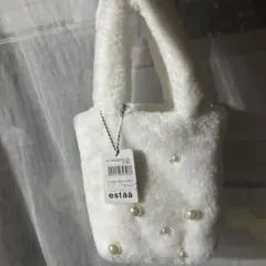 estaa ホワイトファーハンドバッグ、マフラー