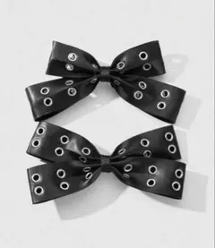 ブラックリボンヘアアクセサリー2個セット