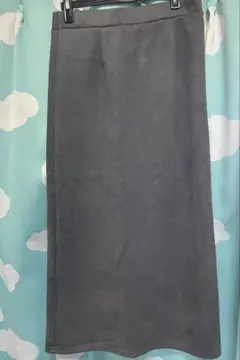 スウェード　ダークグレー タイトスカート スリット入り