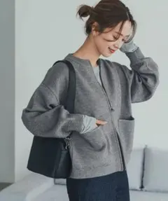 アーバンリサーチドアーズ ニットZIPブルゾン グレーのサムネイル