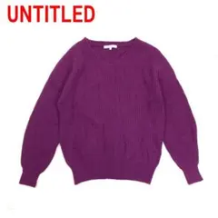 A6871 アンタイトル 長袖ニット セーター ウール Vネック 紫 ２