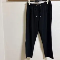 しまむら　黒　カジュアルパンツ ウエストドローストリング　ストレッチ　LL