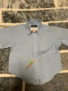 ⚠️処分前　子供服　シャツ　半袖　ブルー系　ネクタイ　ゴールド系　カーキ系