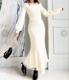 カシュクールマーメイドワンピース アイボリー RESEXXY