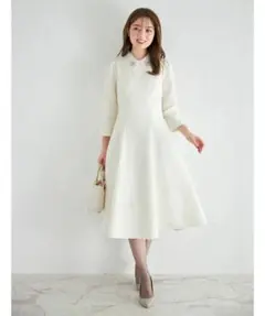 新品　レース襟付きバックレースアップツイードワンピース　トッコクローゼット