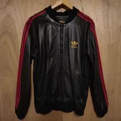 【難あり】adidas アディダス レザー ジャージ トラックスーツ 上下 M