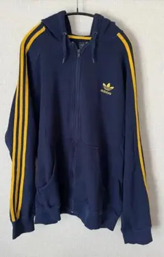 アディダス adidas ジップパーカー XL ネイビー イエロー
