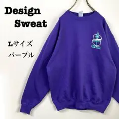 VINTAGE スウェット　トレーナー　パープル　ワンポイント　Lサイズ　90s